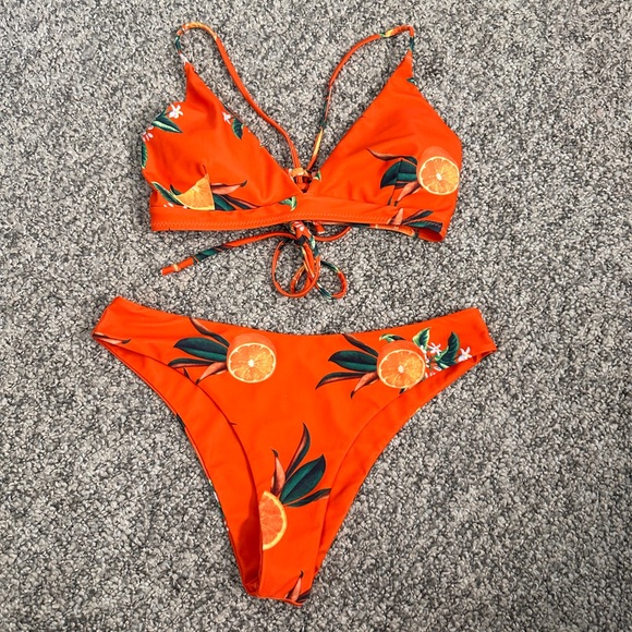 Zaful Orange Blossom Print Bikini Set - Picture 1 of 12